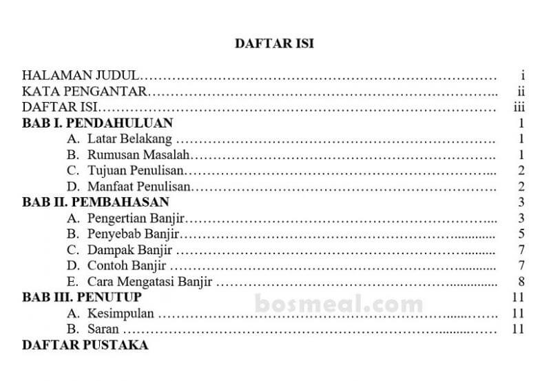 Contoh Daftar Isi Makalah, Proposal, Skripsi & Laporan Yang Benar