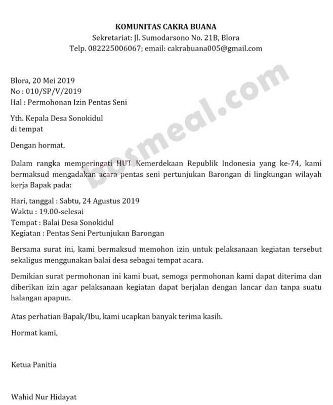 10 Contoh Surat Permohonan Resmi Yang Benar Beserta Formatnya