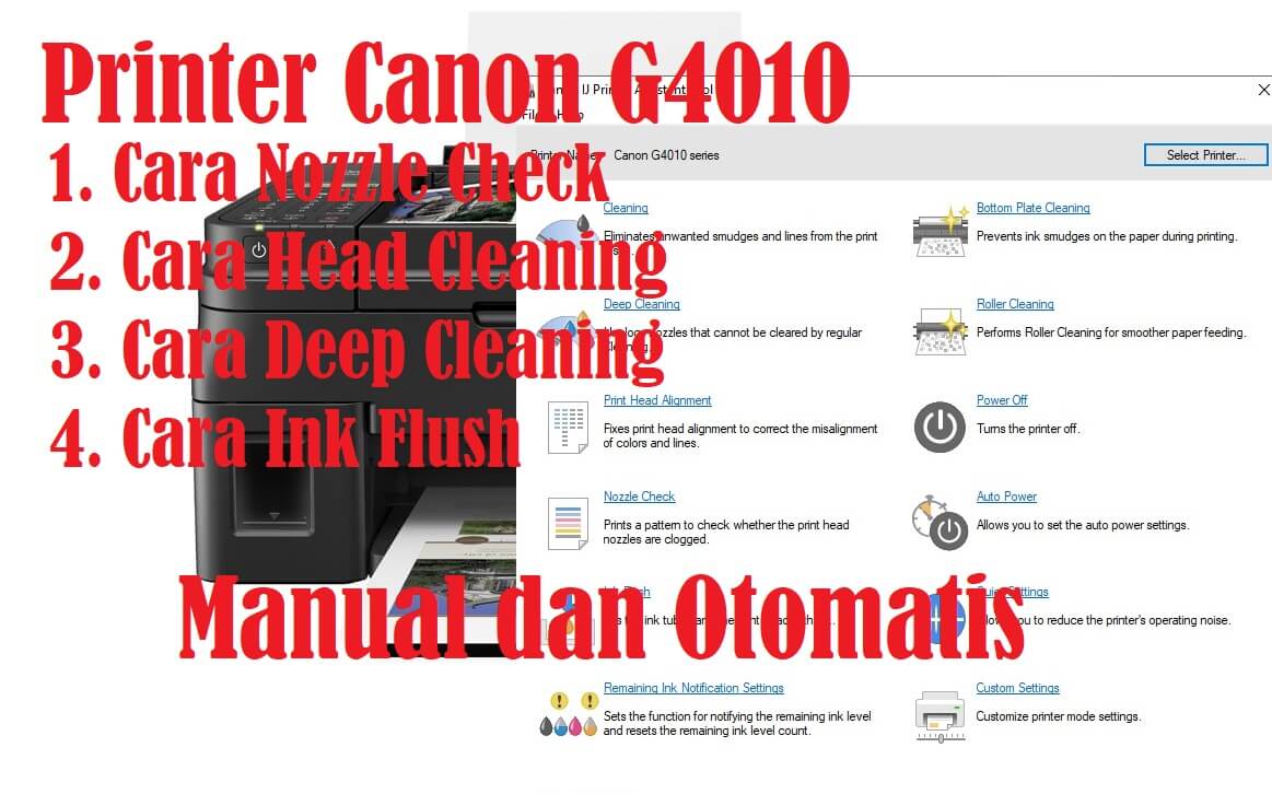 4 Cara Cleaning Printer Canon G4010 Manual dan Otomatis